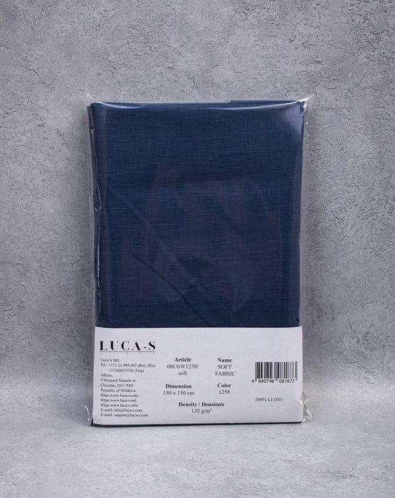 Luca-S Natural Pure 100% Linen Soft Fabric Navy Color Luca-S Linen Fabrics - HobbyJobby