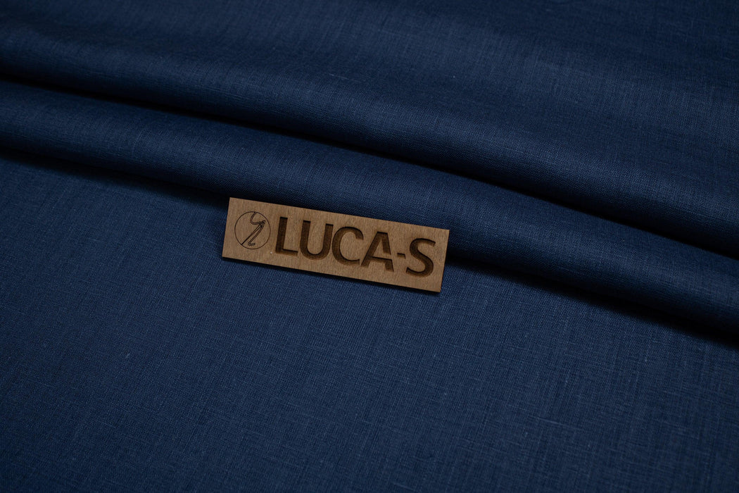 Luca-S Natural Pure 100% Linen Soft Fabric Navy Color Luca-S Linen Fabrics - HobbyJobby