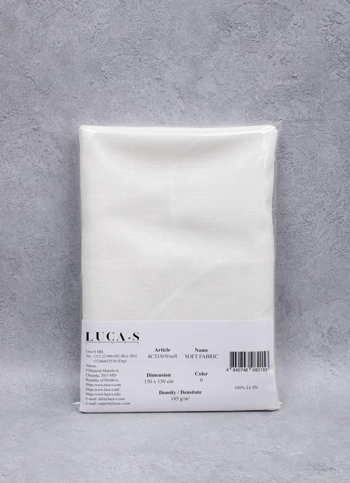 Luca-S Natural Pure 100% Linen Soft Fabric White Color Luca-S Linen Fabrics - HobbyJobby