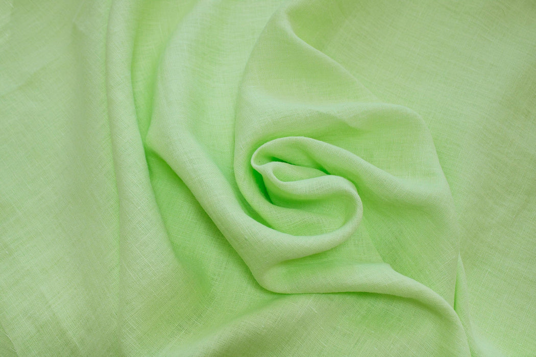 Luca-S Natural Pure 100% Linen Wrinkled Fabric Apple Green Color Luca-S Linen Fabrics - HobbyJobby