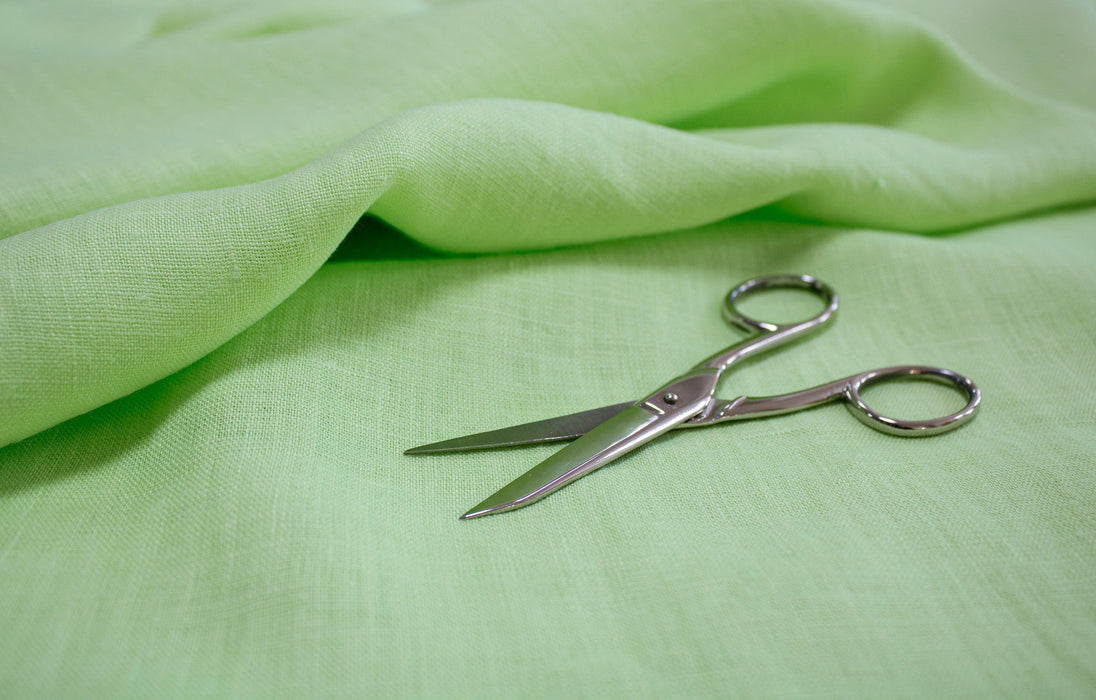 Luca-S Natural Pure 100% Linen Wrinkled Fabric Apple Green Color Luca-S Linen Fabrics - HobbyJobby