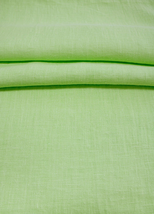 Luca-S Natural Pure 100% Linen Wrinkled Fabric Apple Green Color Luca-S Linen Fabrics - HobbyJobby