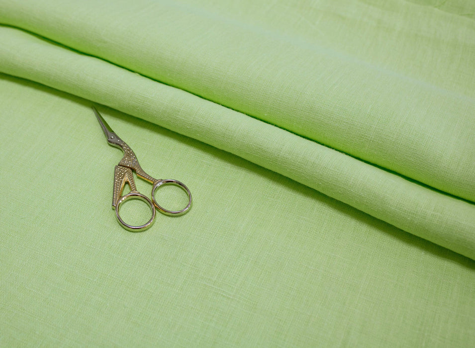 Luca-S Natural Pure 100% Linen Wrinkled Fabric Apple Green Color Luca-S Linen Fabrics - HobbyJobby