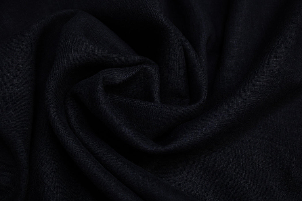 Luca-S Natural Pure 100% Linen Wrinkled Fabric Black Color Luca-S Linen Fabrics - HobbyJobby