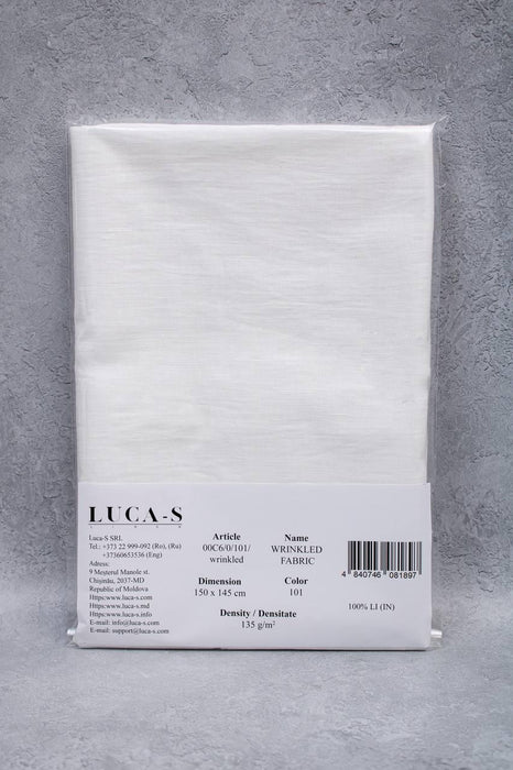 Luca-S Natural Pure 100% Linen Wrinkled Fabric Natural White Color Luca-S Linen Fabrics - HobbyJobby