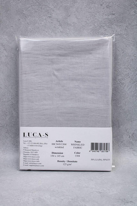 Luca-S Natural Pure Linen Wrinkled Fabric Grey Color Luca-S Linen Fabrics - HobbyJobby