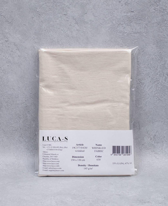 Luca-S Natural Pure Linen Wrinkled Fabric Light Beige Color Luca-S Linen Fabrics - HobbyJobby