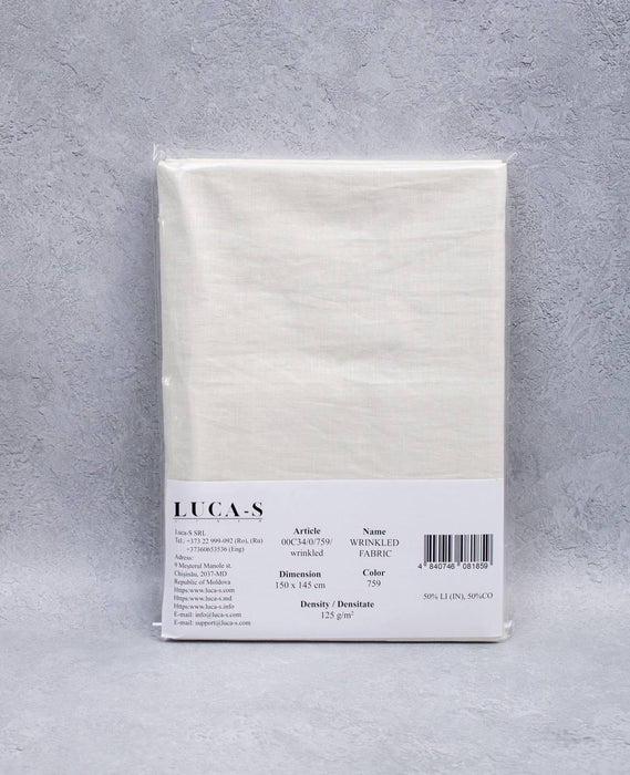 Luca-S Pure Natural Linen Wrinkled Fabric Chalk Color Luca-S Linen Fabrics - HobbyJobby