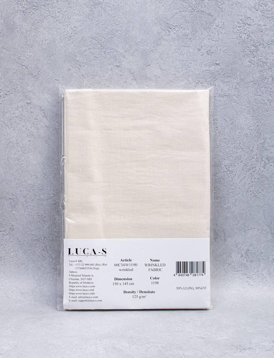 Luca-S Pure Natural Linen Wrinkled Fabric Cream Color Luca-S Linen Fabrics - HobbyJobby