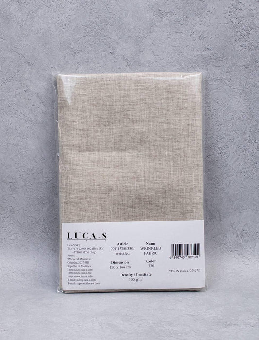 Luca-S Pure Natural Linen Wrinkled Fabric Light Grey Color Luca-S Linen Fabrics - HobbyJobby