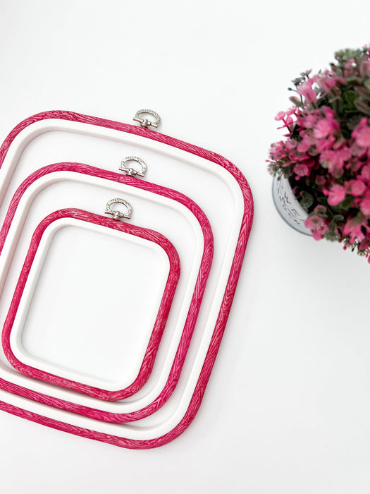 Pink Square Embroidery Hoop - Nurge Flexible Cross Stitch Hoop Hoops - HobbyJobby