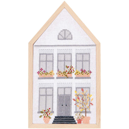 RICO Embroidery Kit Counted Cross Stitch, Autumn House, medium Rico Cross Stitch Kits - HobbyJobby