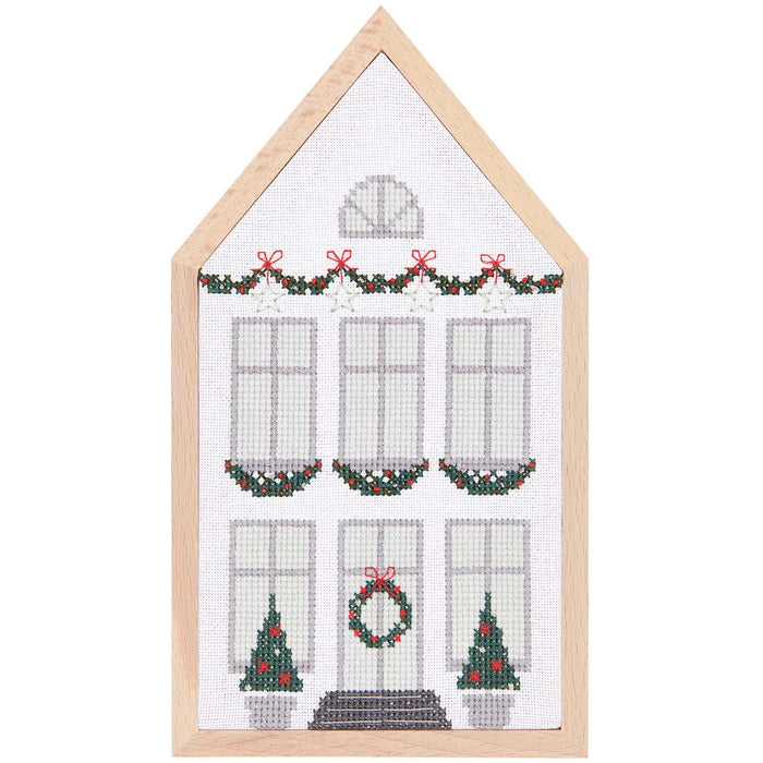 RICO Embroidery Kit Counted Cross Stitch, Houses 4 Seasons, medium Rico Cross Stitch Kits - HobbyJobby