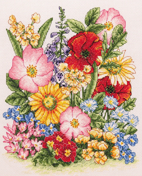 Anchor Cross Stitch Kit - Meadow Flowers Cross Stitch Kits - HobbyJobby