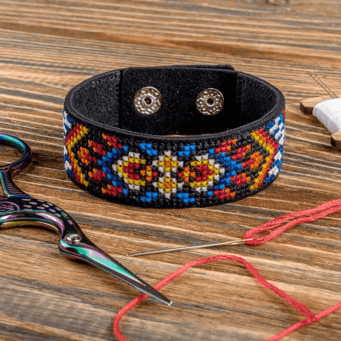 Bracelet Needlecraft Kit - Cross Stitch Kits on Leather Wonderland Crafts Bracelet Kits - HobbyJobby