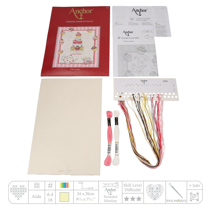 Cross Stitch Kit Anchor - Cupcake Sampler Cross Stitch Kits - HobbyJobby