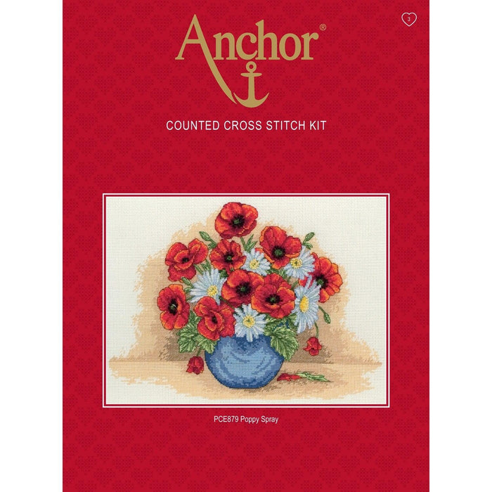 Cross Stitch Kit Anchor - Poppy Spray Cross Stitch Kits - HobbyJobby