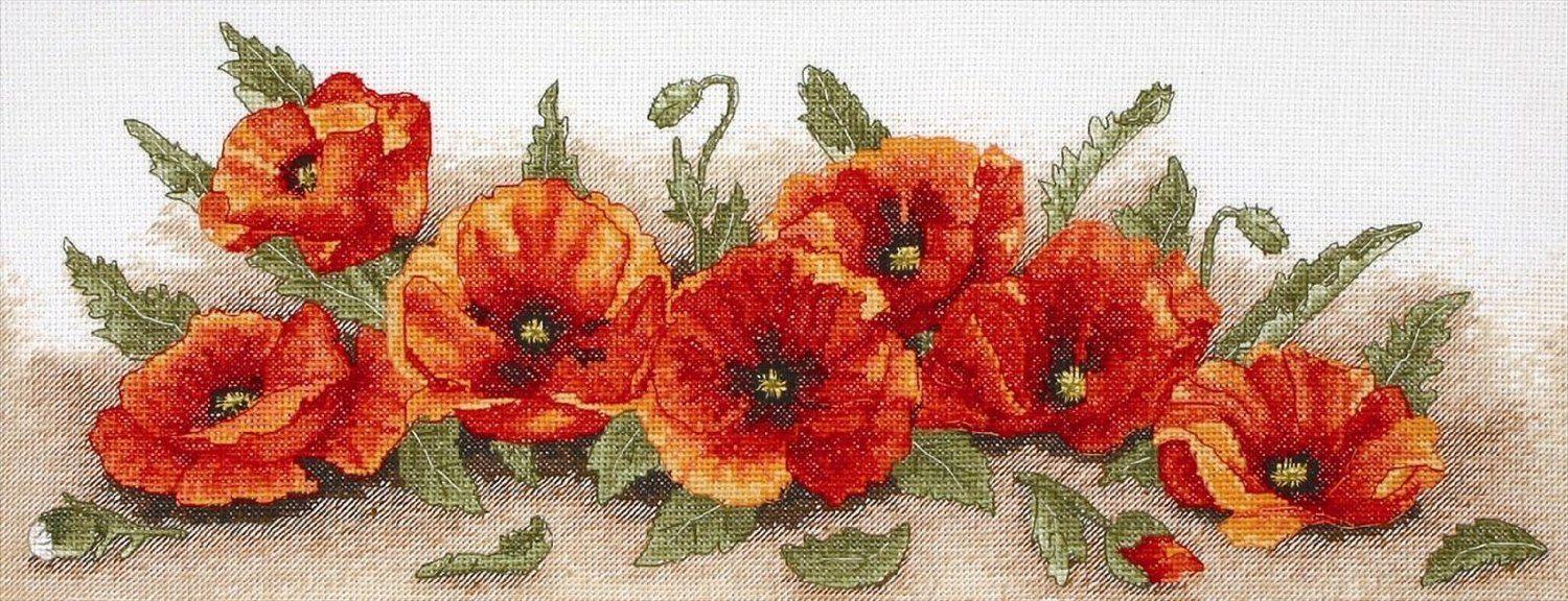 Cross Stitch Kit Anchor - Spray of Poppies Cross Stitch Kits - HobbyJobby