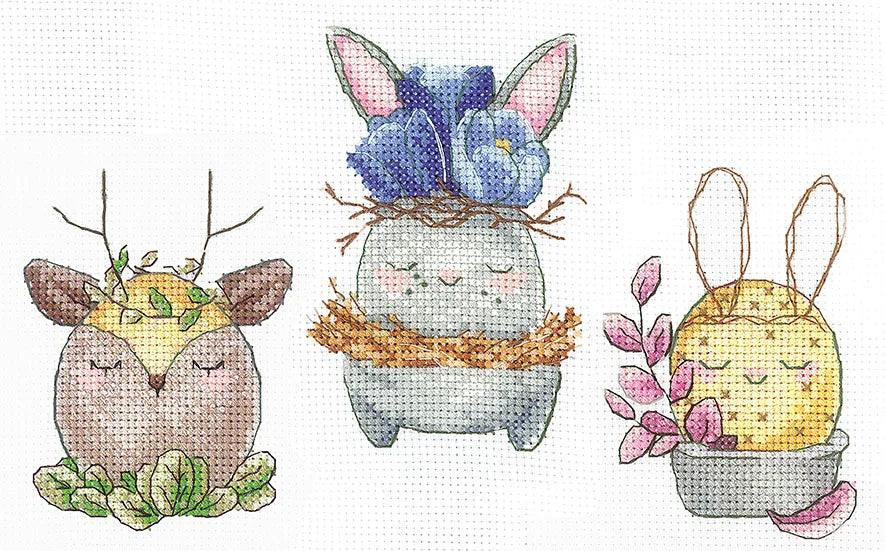 Cross Stitch Kit Andriana - S-45, SPRING TRIO Andriana Cross Stitch Kits - HobbyJobby