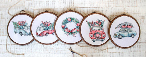 Cross Stitch Kit LetiStitch - Christmas Retro Cars / Kit of 5, Leti965 - HobbyJobby