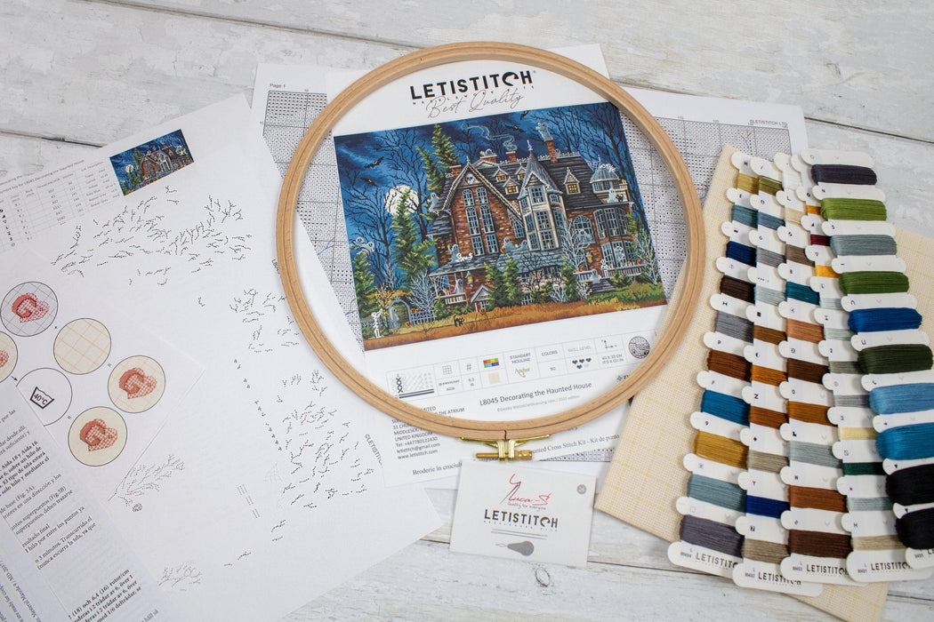 Cross Stitch Kit LetiStitch - Decorating the Haunted House Cross Stitch Kits - HobbyJobby