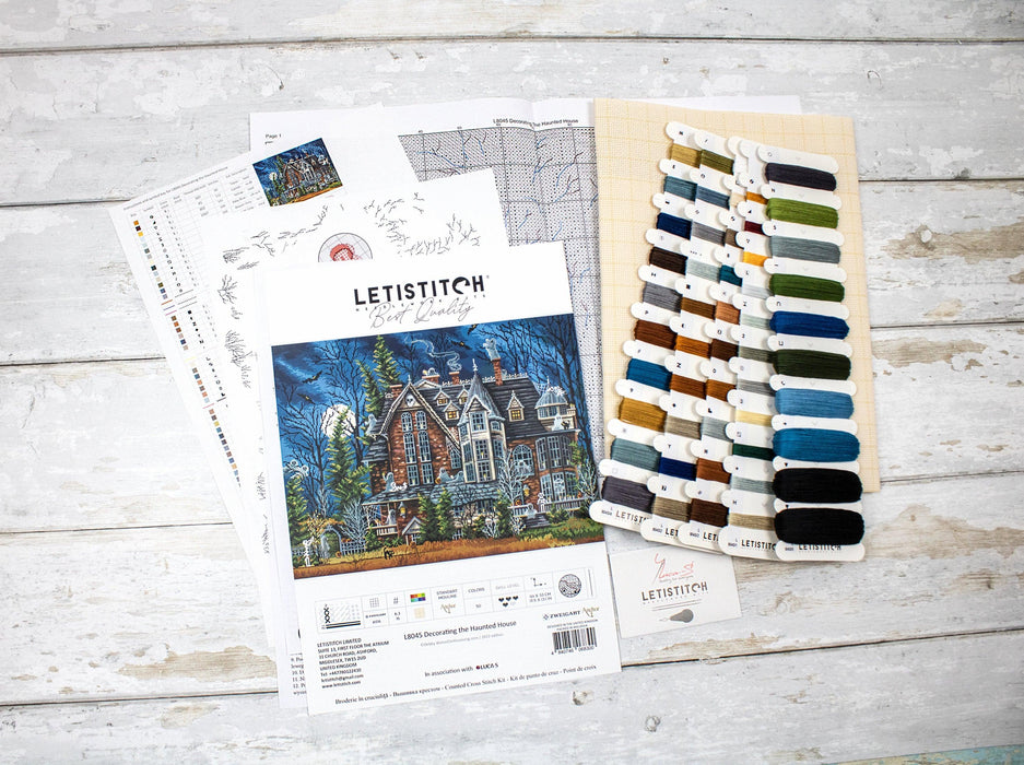 Cross Stitch Kit LetiStitch - Decorating the Haunted House Cross Stitch Kits - HobbyJobby