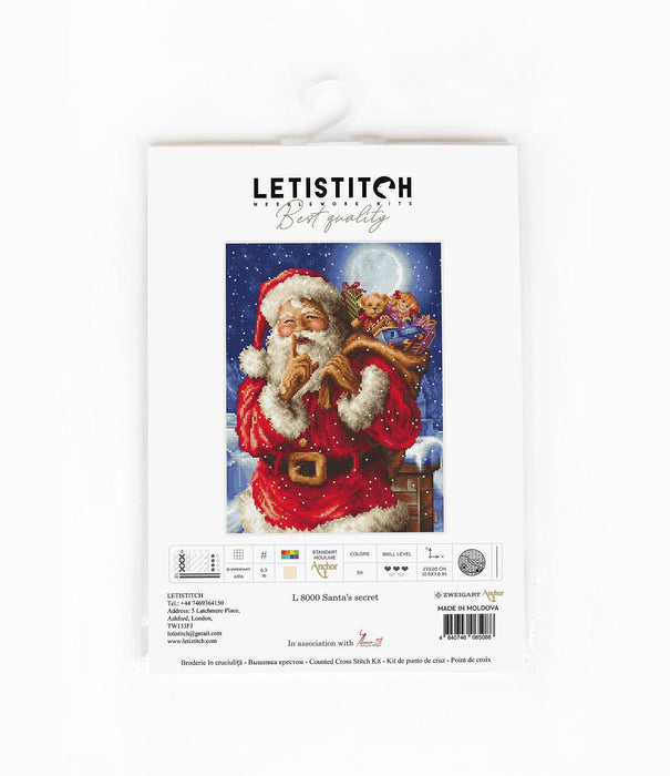 Cross Stitch Kit LetiStitch -  Santa’s secret - HobbyJobby