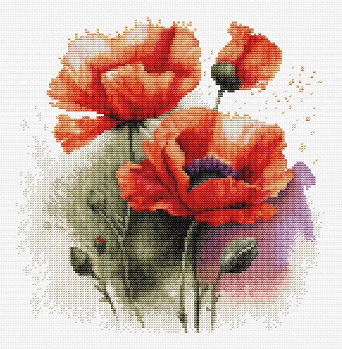 Cross Stitch Kit Luca-S - B7024, The Poppy Flowers Cross Stitch Kits - HobbyJobby