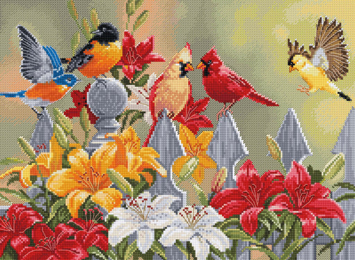 Cross Stitch Kit Luca-S - Backyard Birds with Daylilies, BU5024 Cross Stitch Kits - HobbyJobby