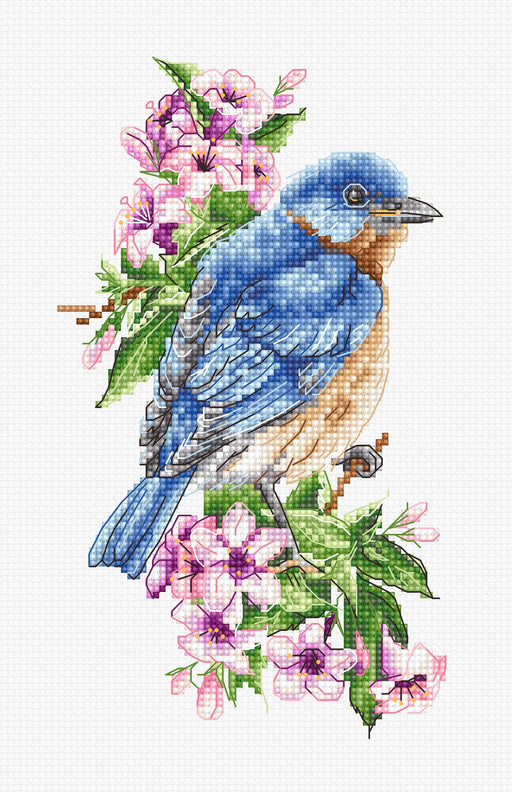 Cross Stitch Kit Luca-S - Blue bird on the branch, B1198 Cross Stitch Kits - HobbyJobby