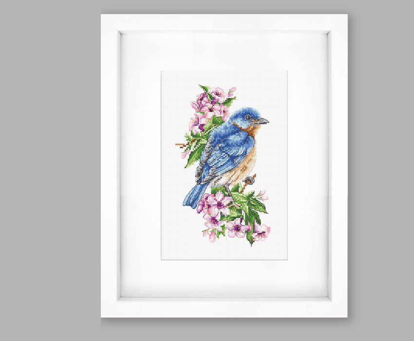 Cross Stitch Kit Luca-S - Blue bird on the branch, B1198 Cross Stitch Kits - HobbyJobby