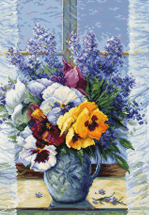 Cross Stitch Kit Luca-S - Bouquet with Pansies New - HobbyJobby