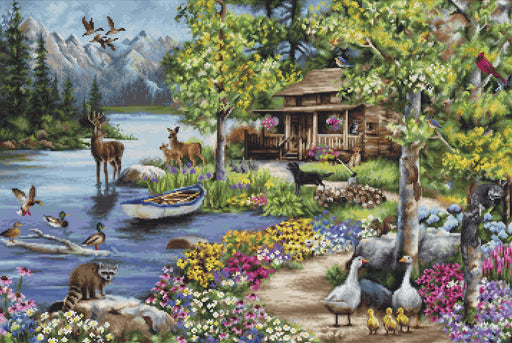 LETISTITCH Cottage Pond Cross Stitch Tutorial For Beginners 