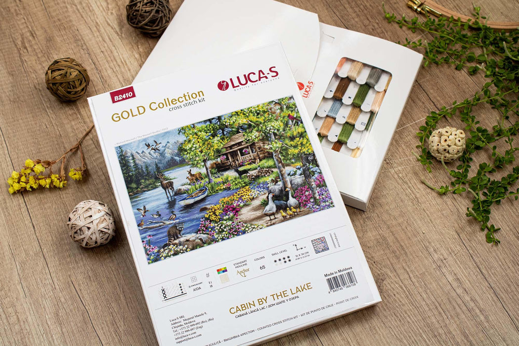 Cross Stitch Kit Luca-S GOLD - Cabin By The Lake, B2410 Cross Stitch Kits - HobbyJobby