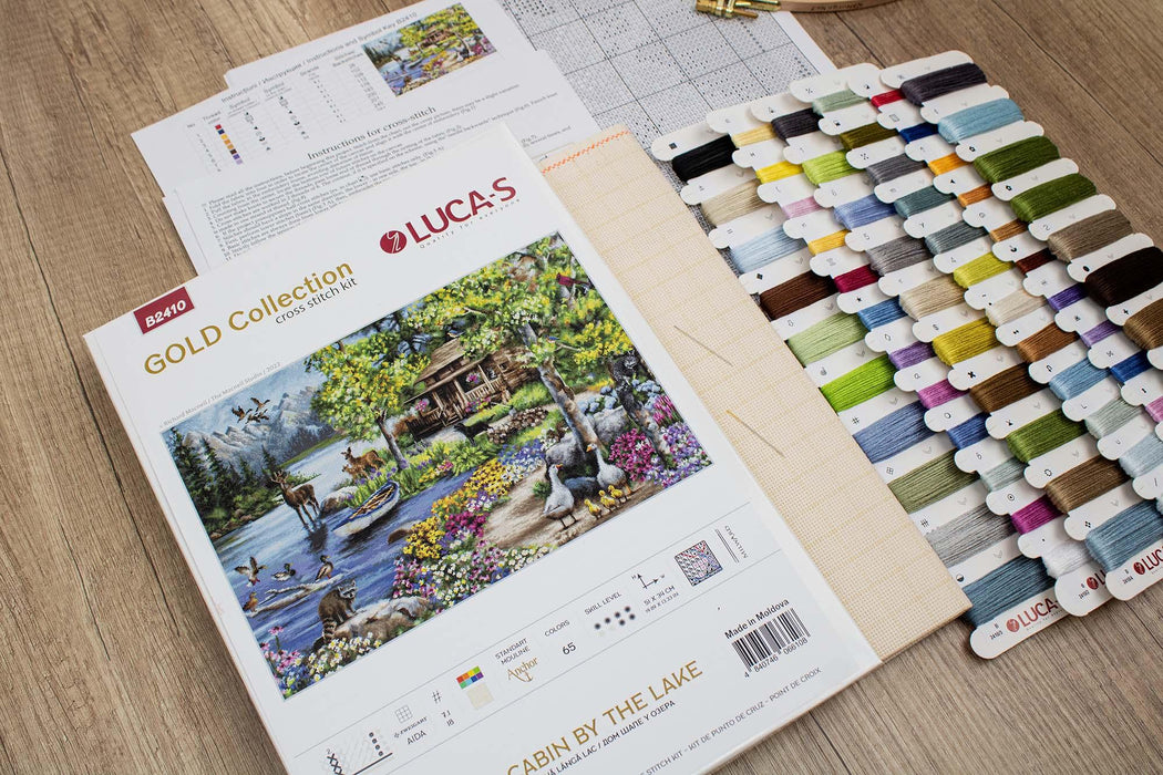 Cross Stitch Kit Luca-S GOLD - Cabin By The Lake, B2410 Cross Stitch Kits - HobbyJobby