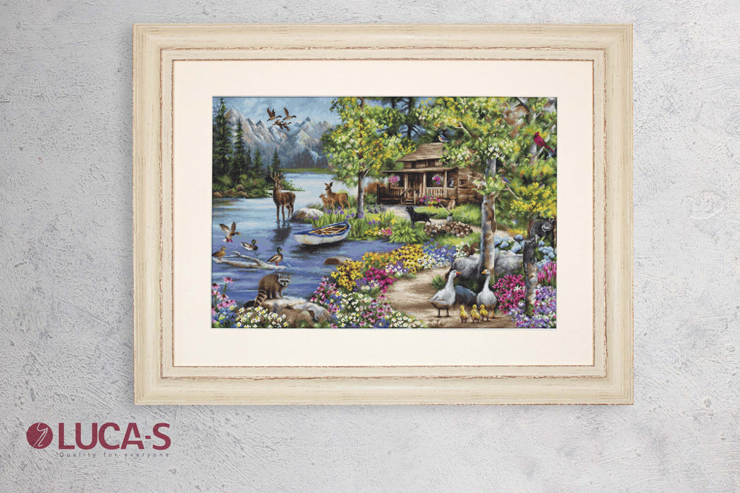 Cross Stitch Kit Luca-S GOLD - Cabin By The Lake, B2410 Cross Stitch Kits - HobbyJobby