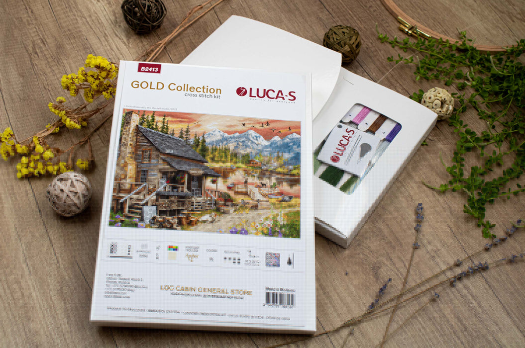 Cross Stitch Kit Luca-S GOLD - Log Cabin General Store, B2413 Cross Stitch Kits - HobbyJobby