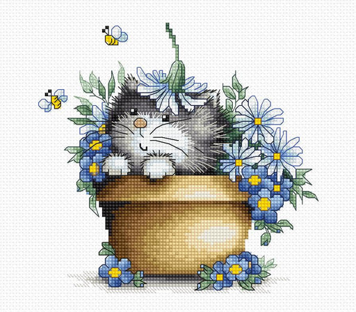 Cross Stitch Kit Luca-S - Kitten among flowers, B1048 - Luca-S