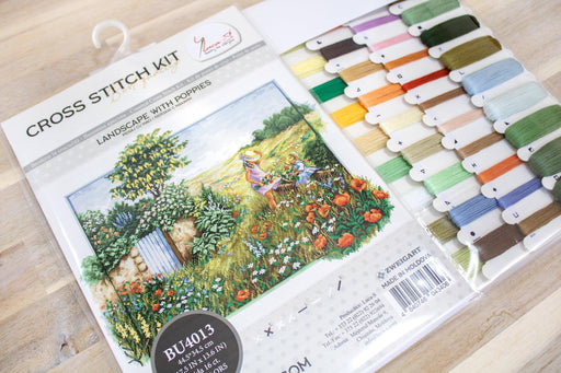 Cross Stitch Kit Luca-S - Landscape with poppies, BU4013 - HobbyJobby