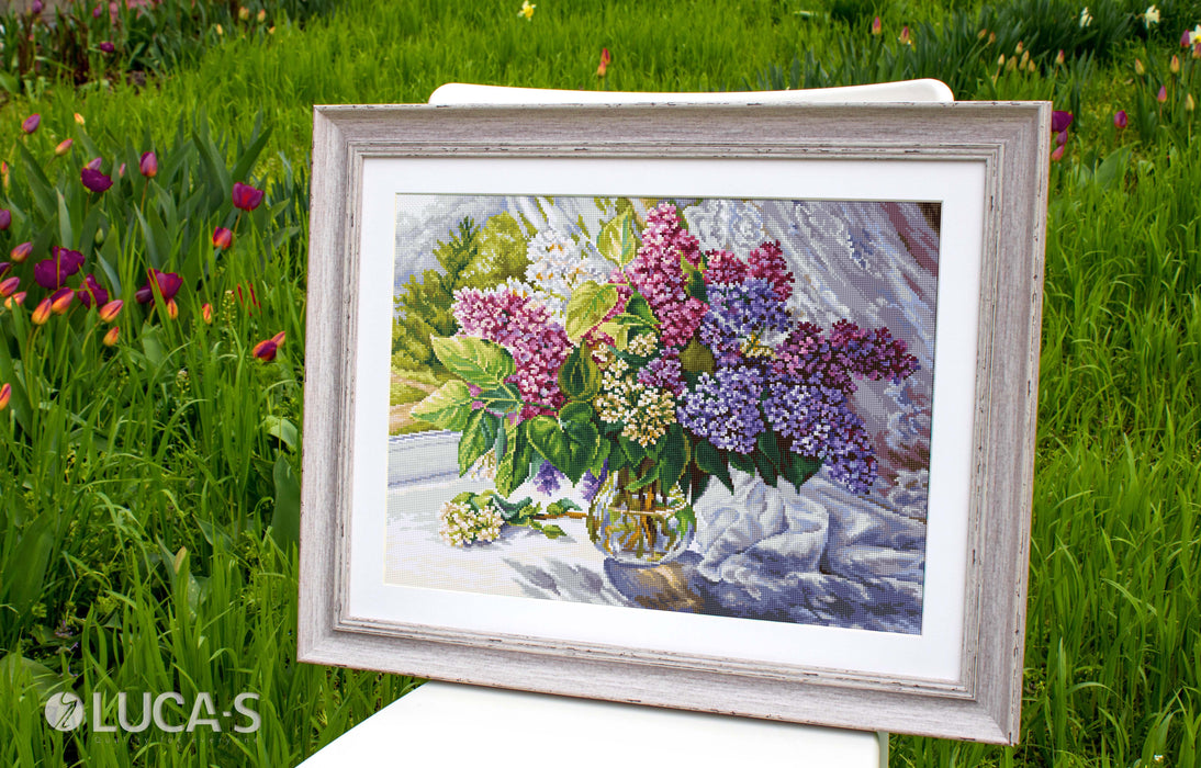 Cross Stitch Kit Luca-S - Lilac Bouquet, B7015 Cross Stitch Kits - HobbyJobby