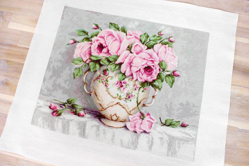 Cross Stitch Kit Luca-S - Pink Roses - HobbyJobby