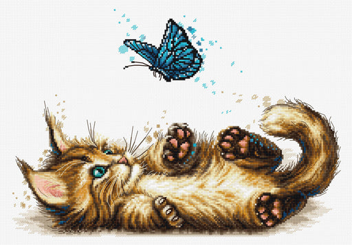 Cross Stitch Kit Luca-S - Playful Kitten, B7013 Cross Stitch Kits - HobbyJobby