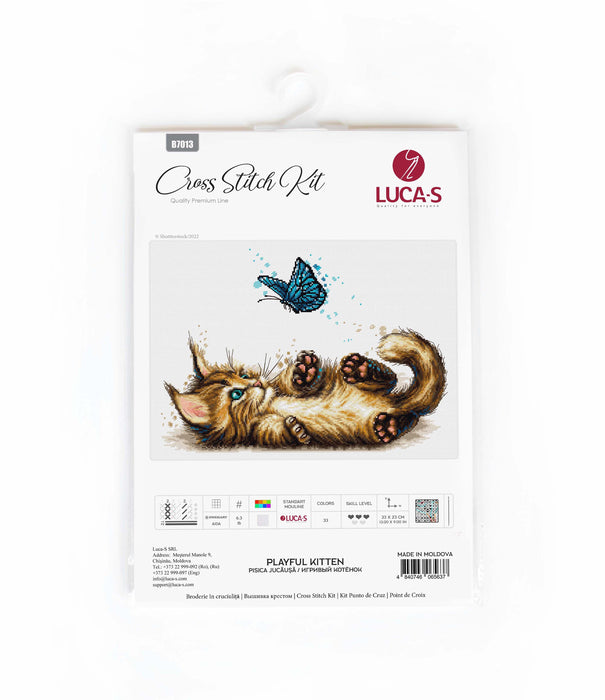 Cross Stitch Kit Luca-S - Playful Kitten, B7013 Cross Stitch Kits - HobbyJobby