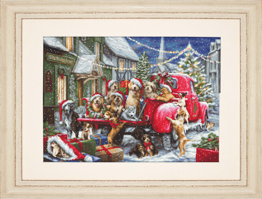 Cross Stitch Kit Luca-S - Puppies Christmas, Gold Collection Cross Stitch Kits - HobbyJobby