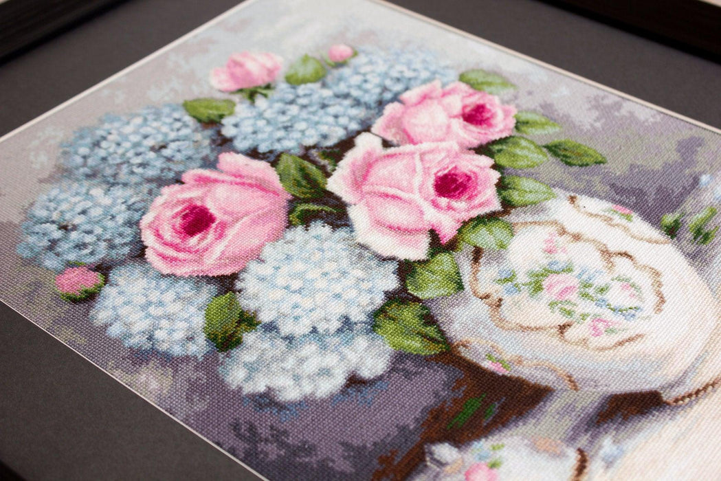 Cross Stitch Kit Luca-S - Roses & Hydrangeas - HobbyJobby