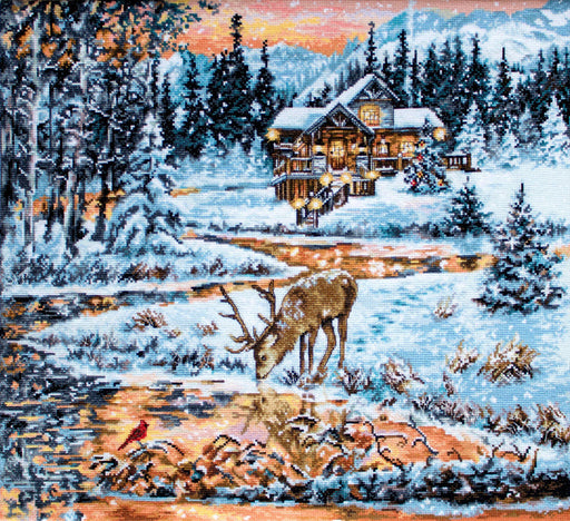 Cross Stitch Kit Luca-S - Snowy Cabin, BU4022 - HobbyJobby