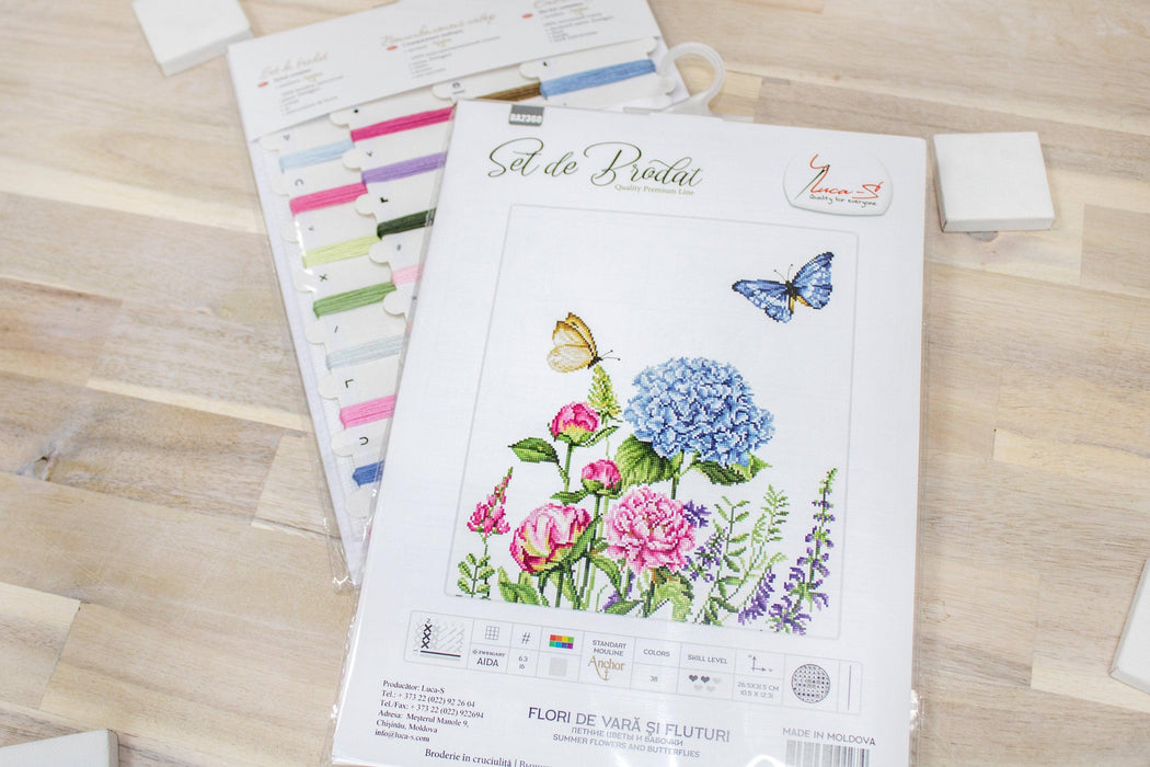 Cross Stitch Kit Luca-S - Summer Flowers and Butterflies Cross Stitch Kits - HobbyJobby