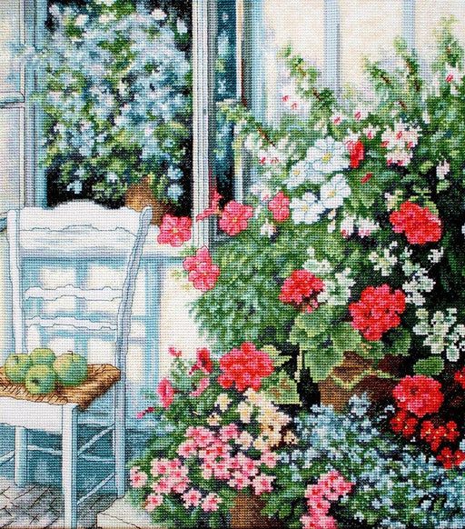 Cross Stitch Kit Luca-S - Terrace with flowers, BU4017 - HobbyJobby