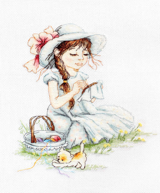 Cross Stitch Kit Luca-S - The girl making cross stitch, B1059 - Luca-S