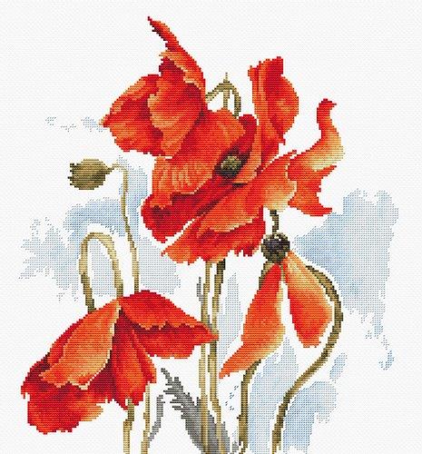 Cross Stitch Kit Luca-S - The Poppies, B2374 - HobbyJobby